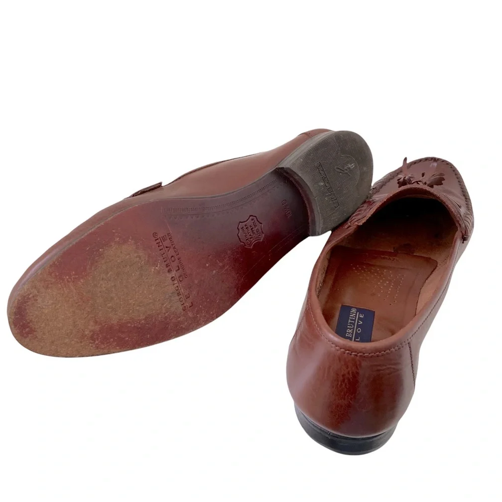 Giorgio Brutini Le Glove Gordy Tassel Leather Loafers Moc Toe Size 10.5D Brown
